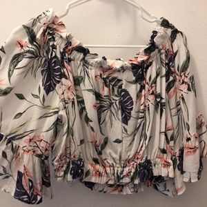 off the shoulder floral crop top